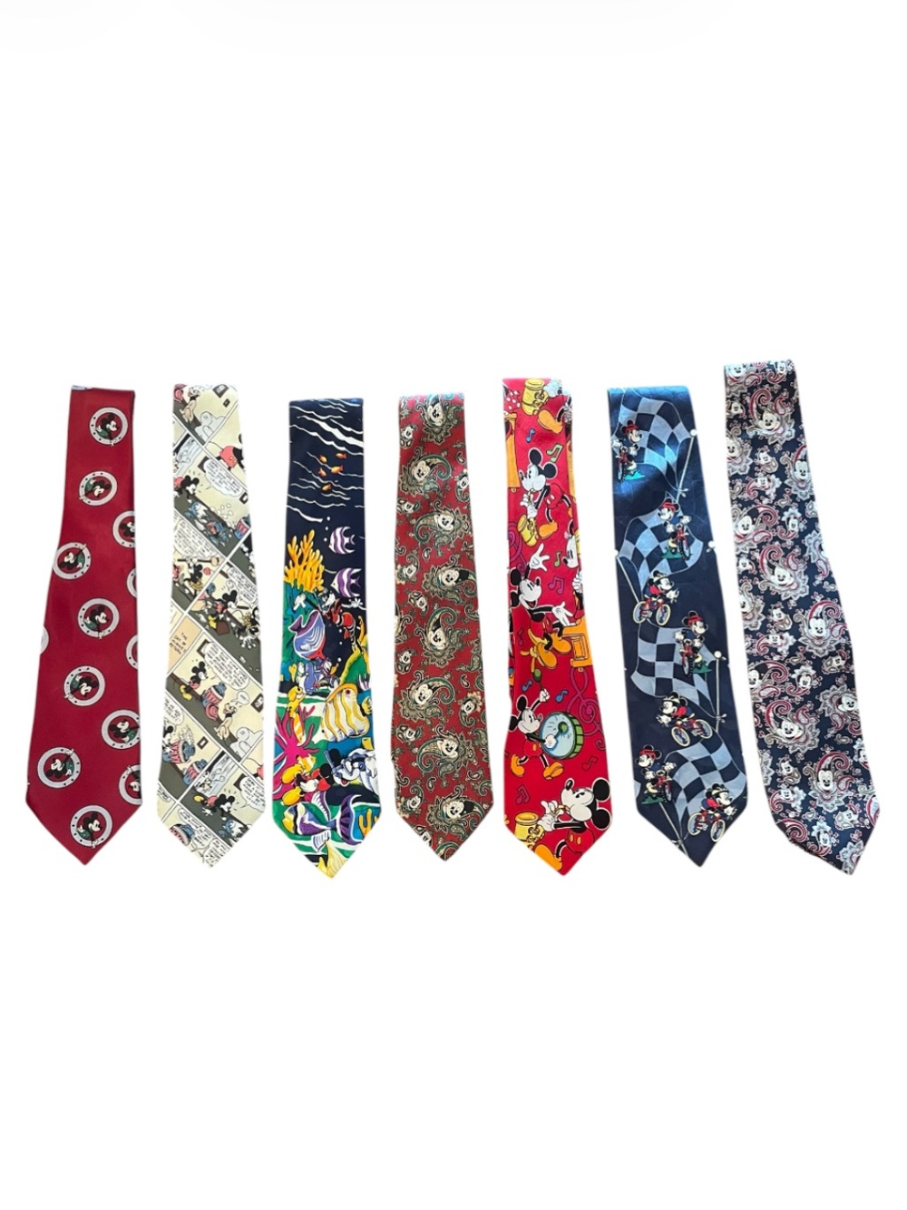 Vintage Disney Mickey Mouse Cartoon Silk Ties Lot of 7